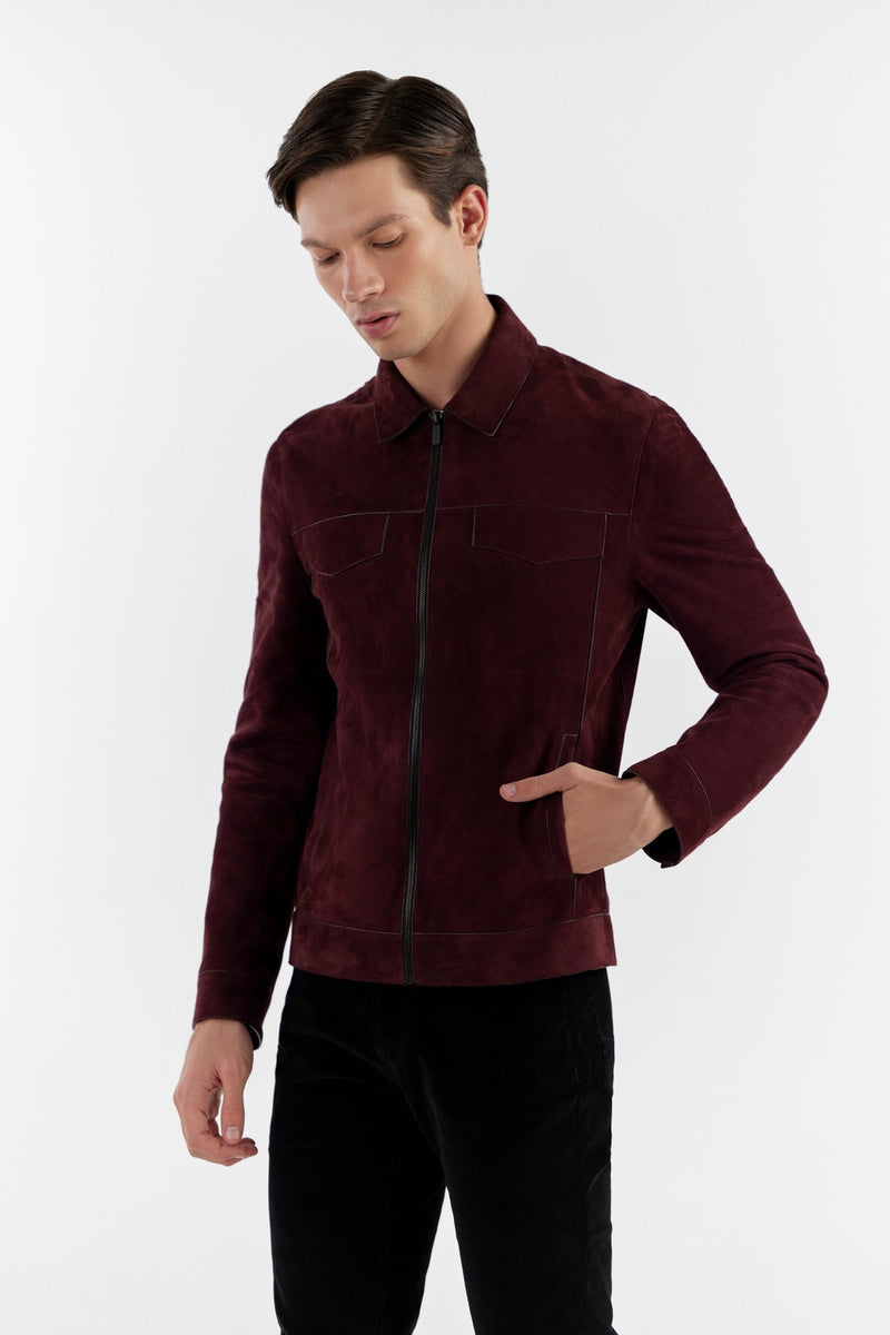 Wine Kofi Leather Jacket
