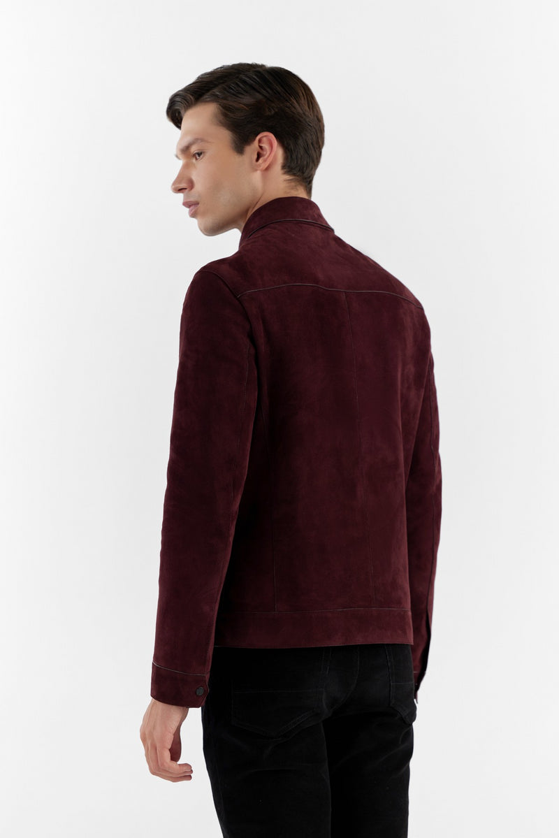 Wine Kofi Leather Jacket