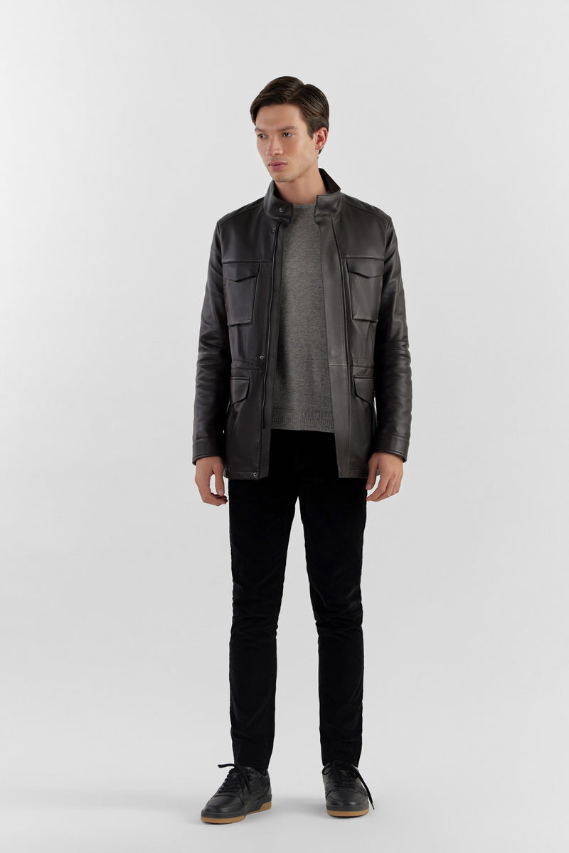 Dark Brown Quin Leather Jacket