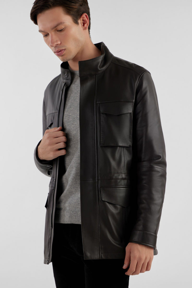 Dark Brown Quin Leather Jacket