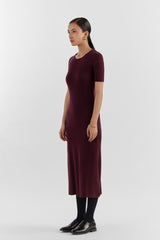 Wine Becky Knitted Dress