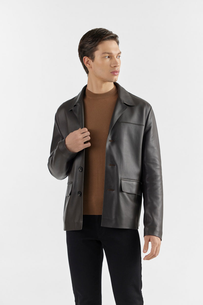 Dark Brown Iker Leather Jacket