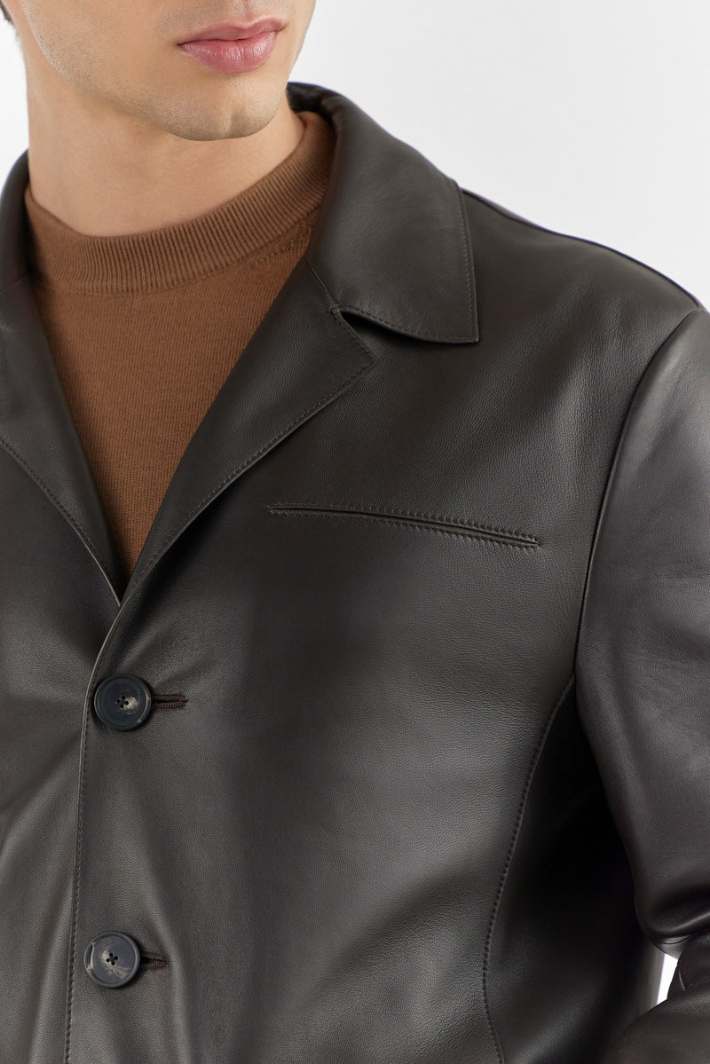 Dark Brown Iker Leather Jacket