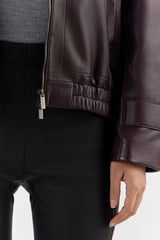 Wine Daniella Leather Jacket