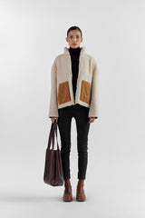 DARLA IVORY CAMEL WOMEN'S LEATHER SHEARLING JACKET