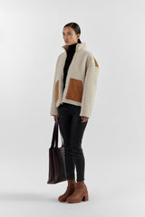 DARLA IVORY CAMEL WOMEN'S LEATHER SHEARLING JACKET