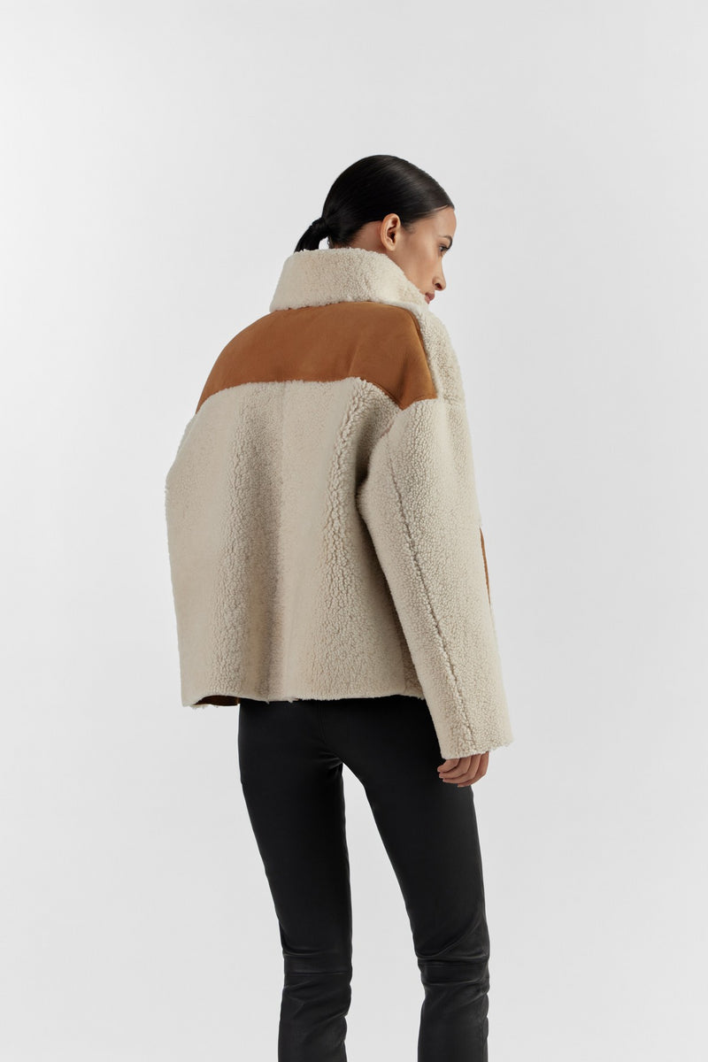 Ivory / Camel Darla Leather Shearling Jacket