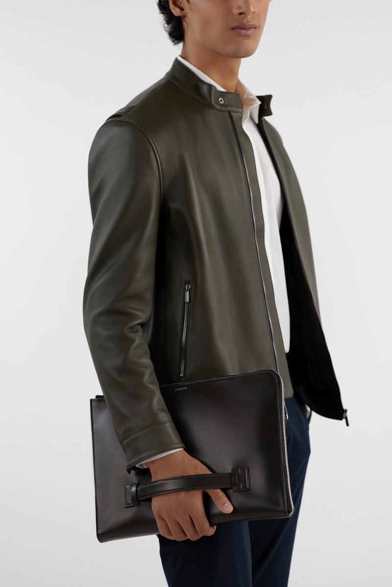 Olive Nikolai Leather Jacket