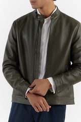 Olive Nikolai Leather Jacket