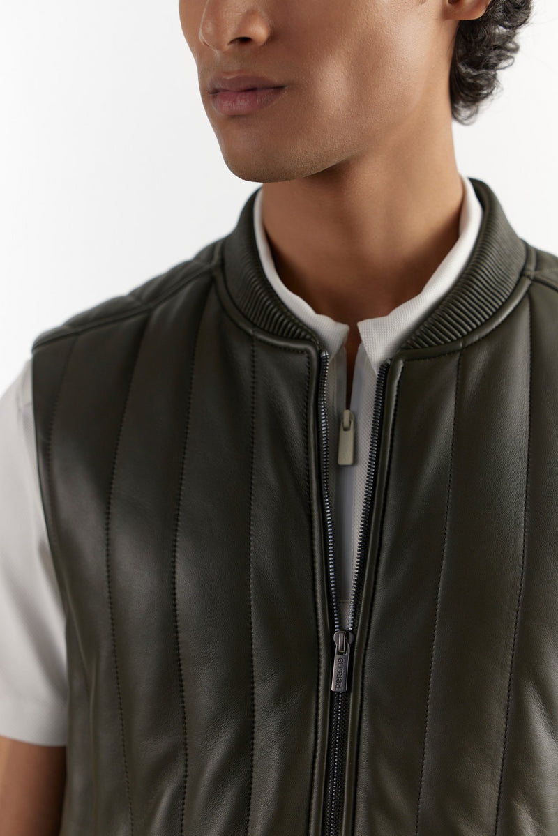 Olive Neil Leather Vest