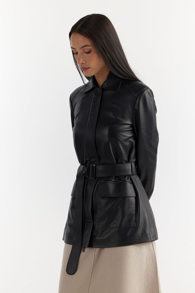 Black Viola Leather Jacket