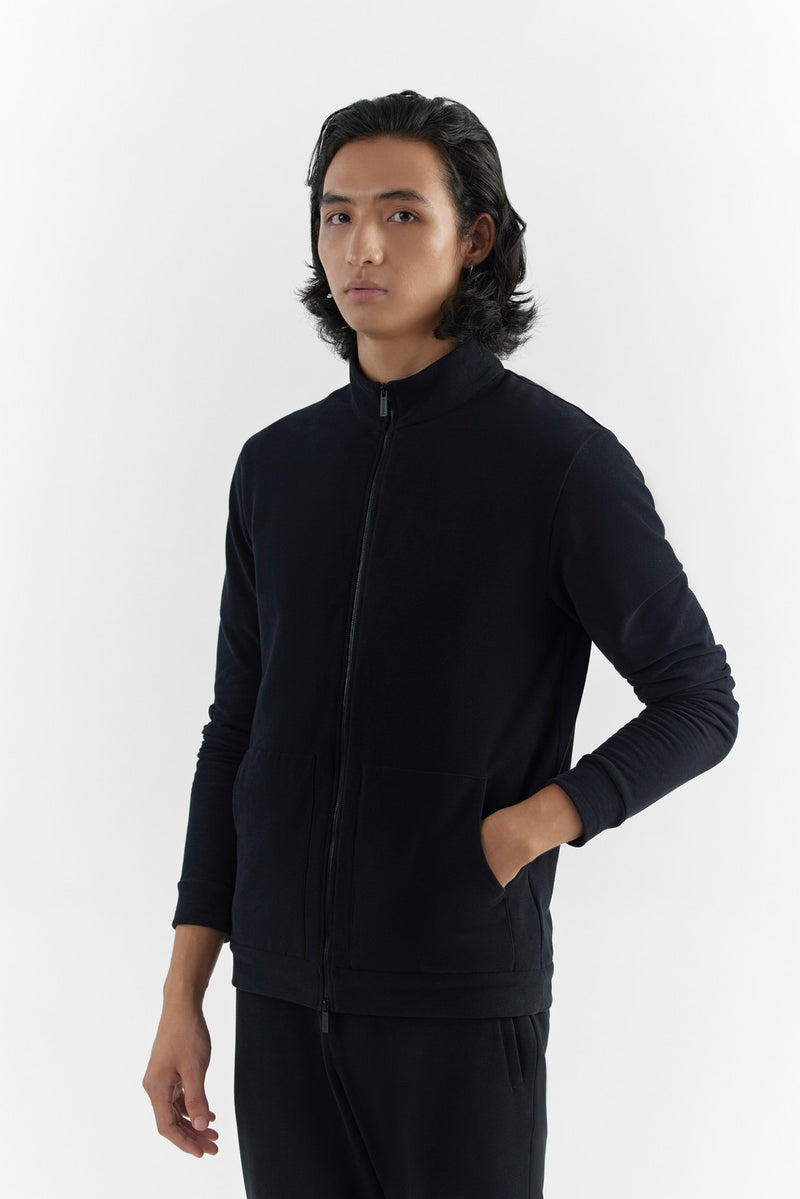 Black Benicio Set Zip Sweatshirt