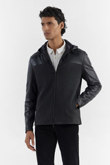 BLEIZ BLACK GREY MEN'S MIX MEDIA JACKET