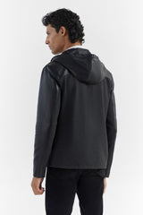 BLEIZ BLACK GREY MEN'S MIX MEDIA JACKET