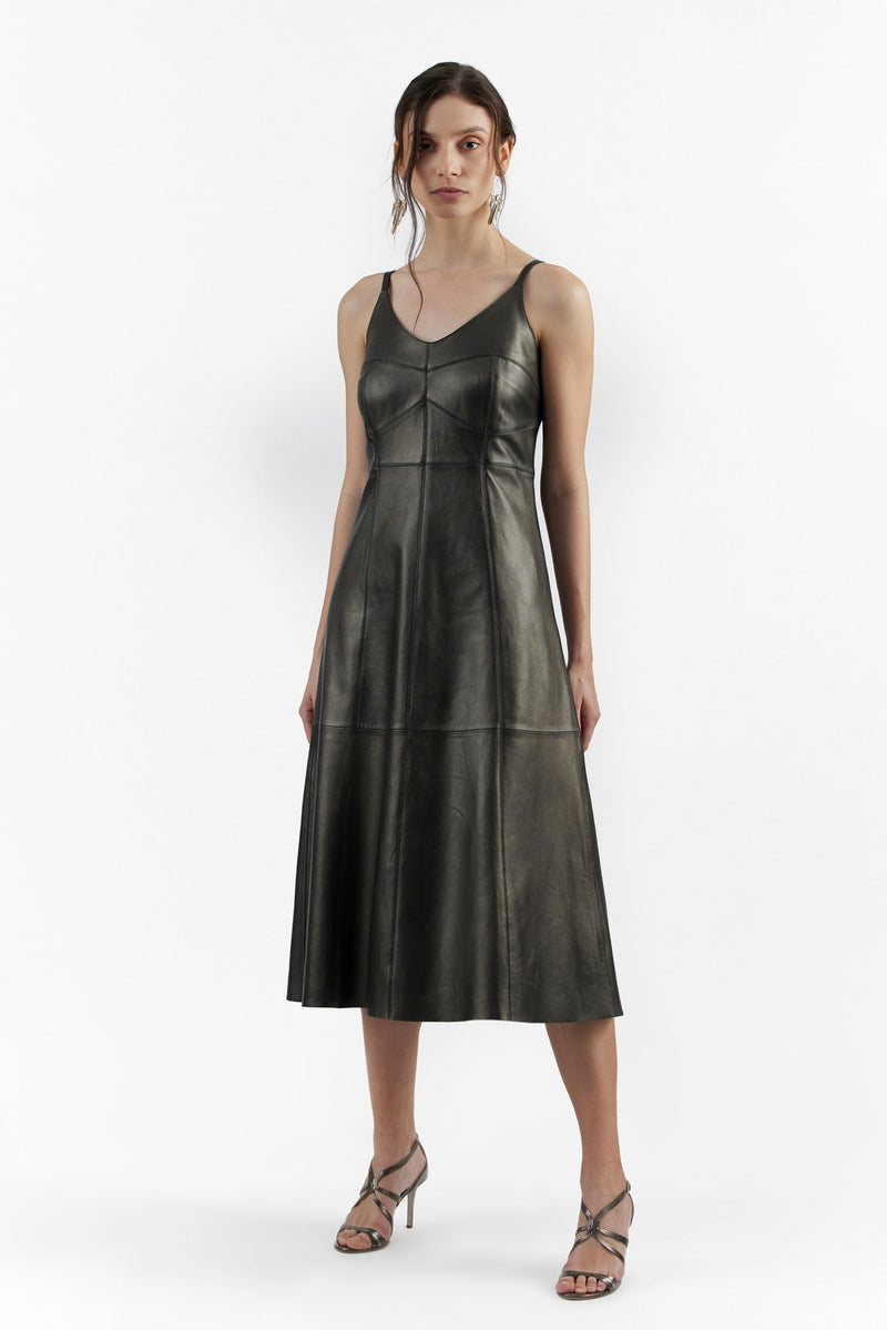 Mellow Copper Miranda Leather Dress