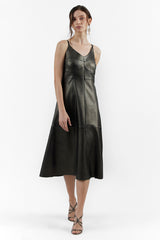 MIRANDA MELLOW COPPER WOMEN'S LEATHER DRESS