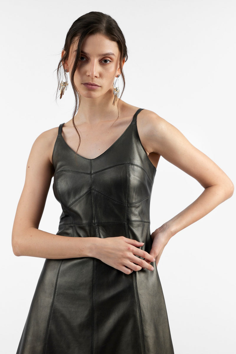 Mellow Copper Miranda Leather Dress