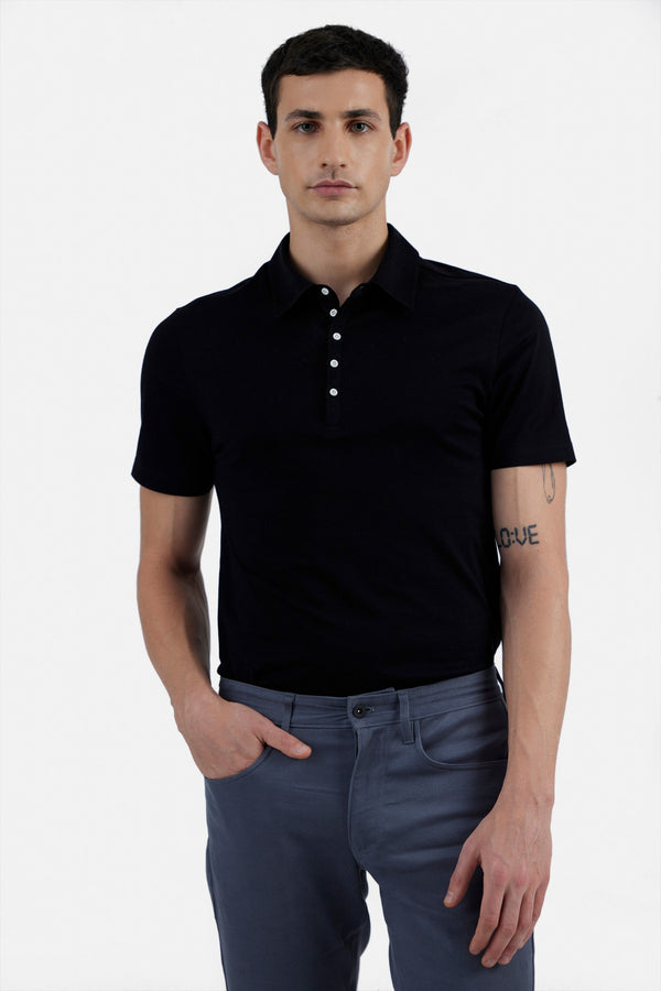 HERNAN BLACK MEN'S POLO T-SHIRT