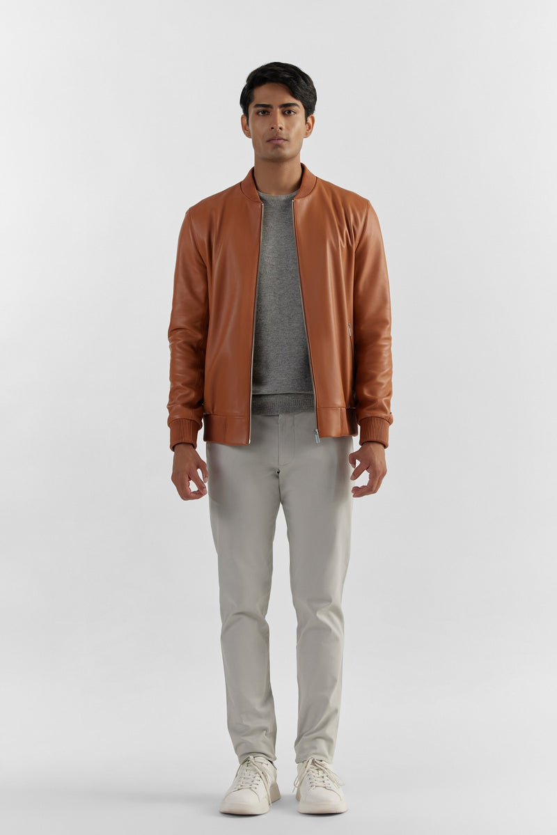 Orange Yohan Leather Jacket