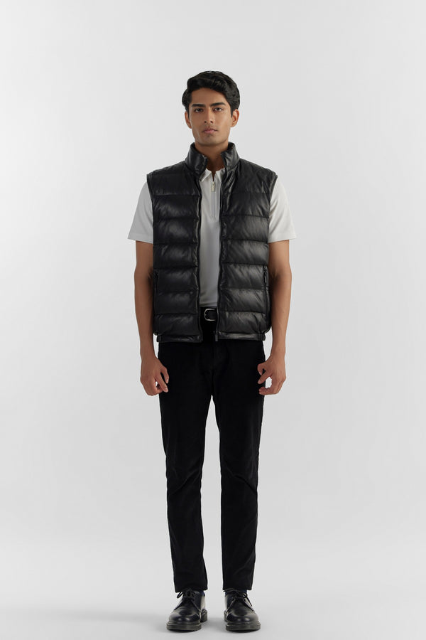 Black Agnello Leather Vest