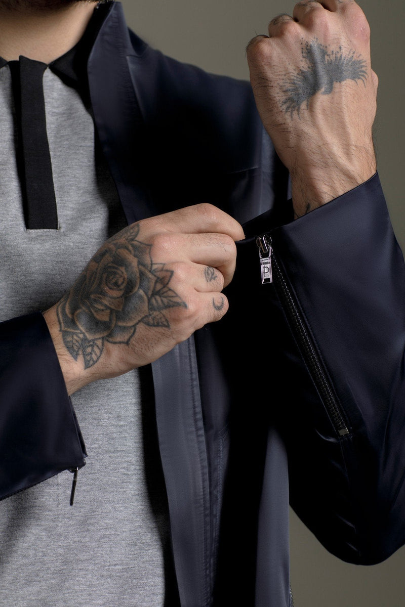 Navy Wann Mix Media Jacket